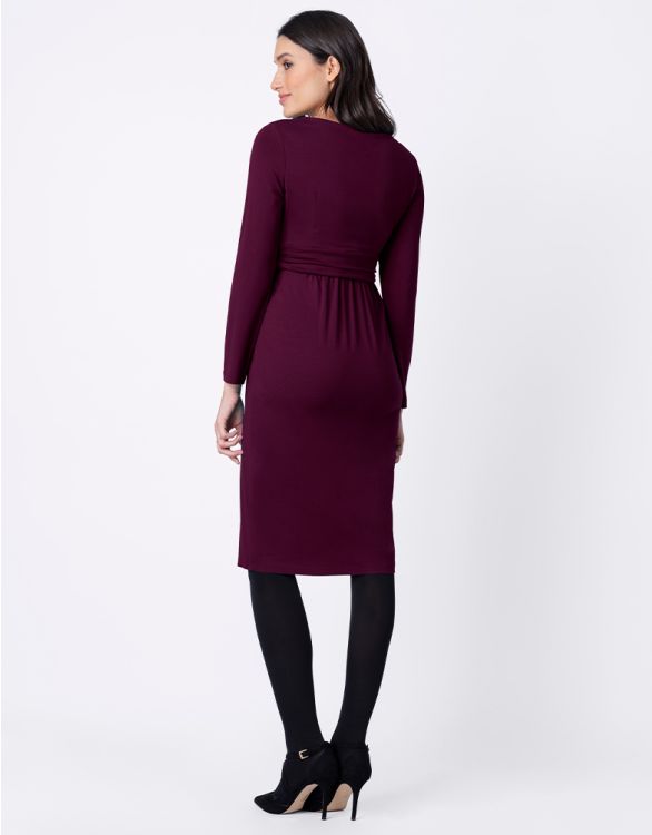 Seraphine Wine Maternity & Nursing Long Sleeve Dress