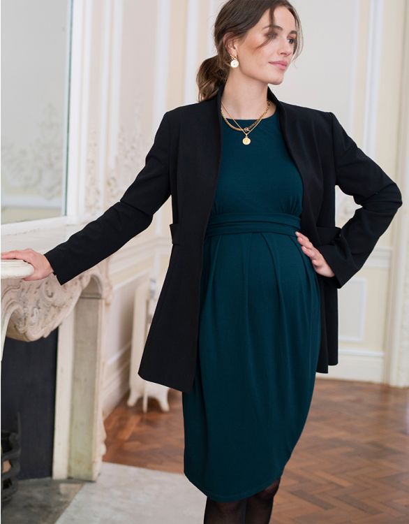 Seraphine Peachey Maternity & Nursing Long Sleeve Dress Emerald
