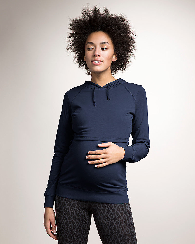 Boob B-Warmer Maternity & Nursing Hoodie Dark Grey, Maternity Tops Nursing Tops Canada,- Luna Maternity & Nursing