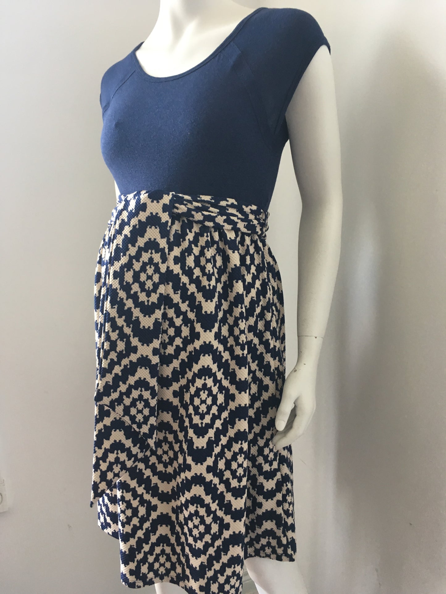 Maternal America Front Tie Navy Tapestry Maternity Dress, Maternity Dresses Canada Nursing Dresses Canada,- Luna Maternity & Nursing