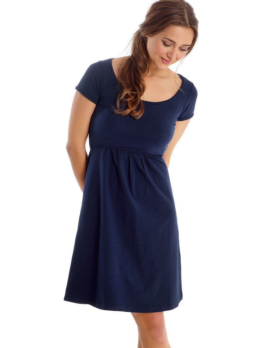 Mothers en Vogue Short Sleeve Nursing Dress India Ink, Maternity Dresses Canada Nursing Dresses Canada,- Luna Maternity & Nursing