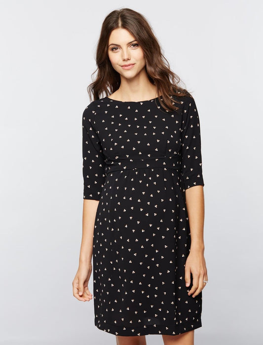 Seraphine Black Woven Print Maternity Dress Minnie, Maternity Dresses Canada Nursing Dresses Canada,- Luna Maternity & Nursing