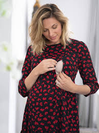 Seraphine Heart Print Tiered Maternity & Nursing Dress Gita - Size 6 Cdn
