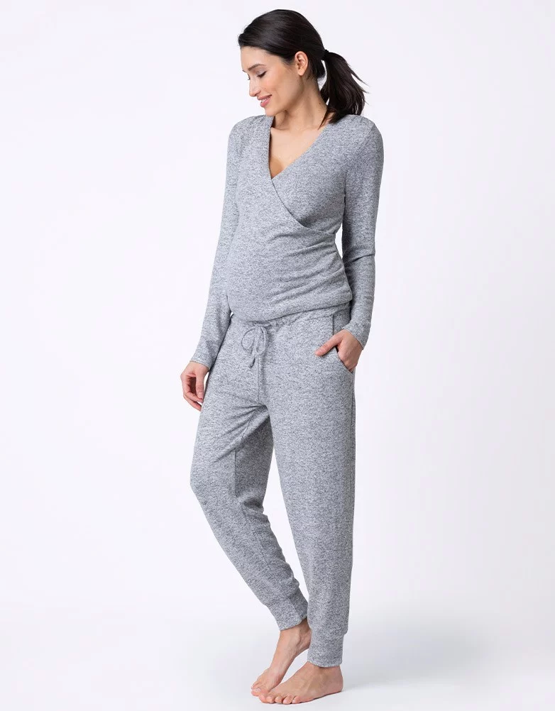Davy Ultra Soft Maternity & Nursing Pajamas Sleepwear Set (Blue) - M10  Boutique