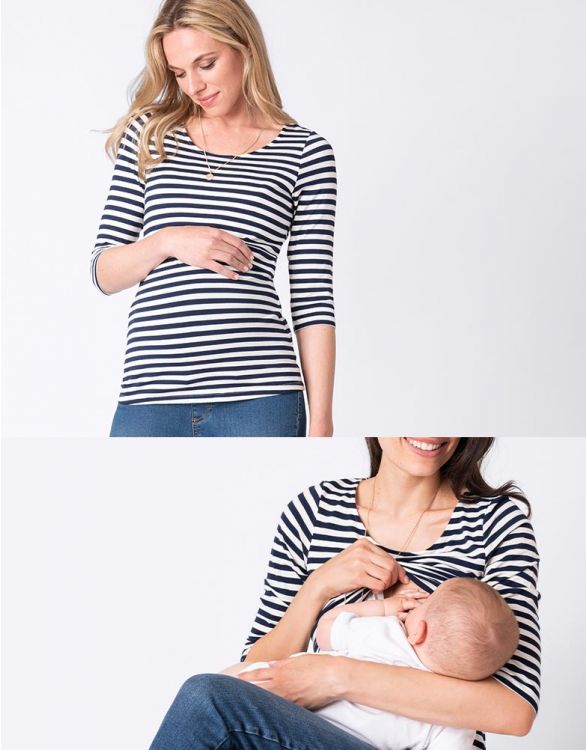 Seraphine Maternity & Nursing Top Laina - 2 Pack - Stripe + Grey Marl