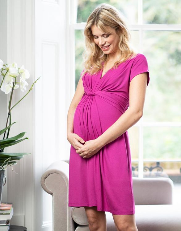 Seraphine Fuchsia Pink Knot Maternity Dress
