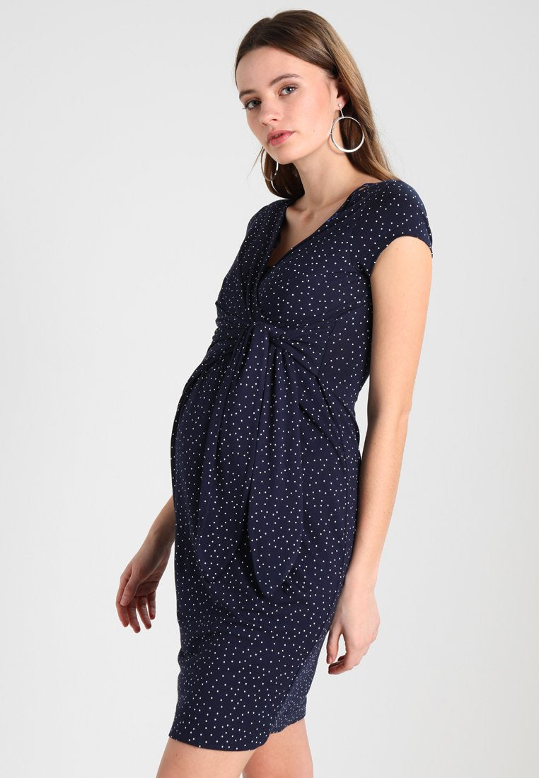 9fashion Navy Dot Maternity & Nursing Dress Holly