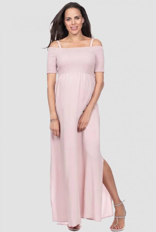strapless open back dress Seraphine Pink Maternity Maxi Dress Brylee | Canada Luna