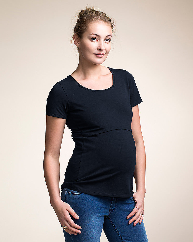 Boob Design Classic Organic Maternity & Nursing Top Short Sleeve Black, Maternity Tops Nursing Tops Canada,- Luna Maternity & Nursing