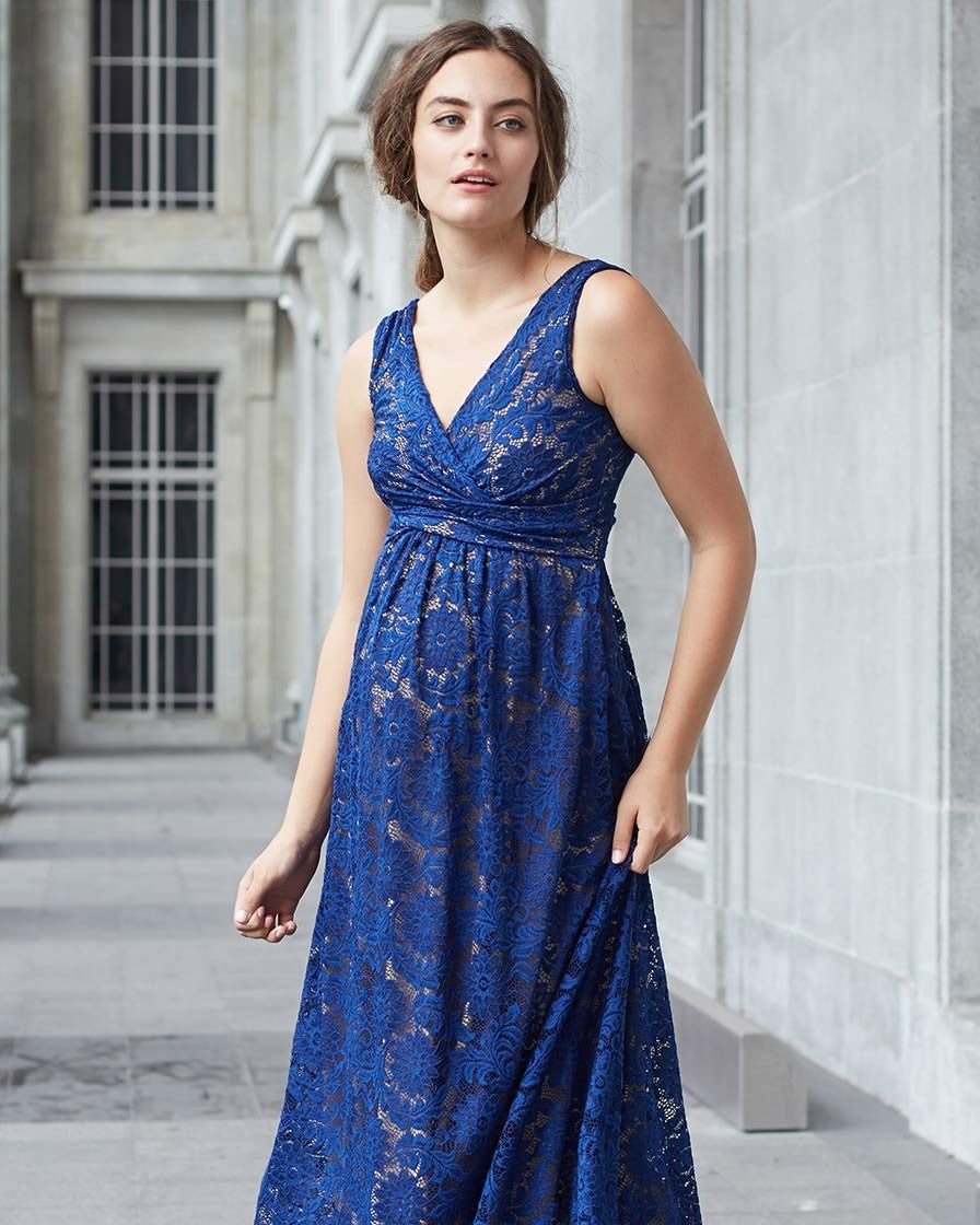 Mothers en Vogue Maternity & Nursing Maxi Dress Chantilly Blue, Maternity Dresses Canada Nursing Dresses Canada,- Luna Maternity & Nursing