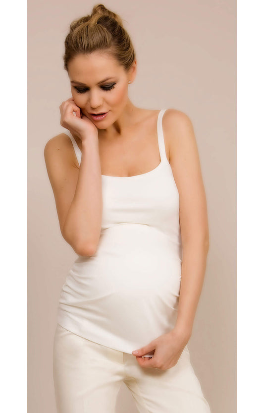 CANTALOOP Nursing Camisole White Maternity Vest Top SIZE L