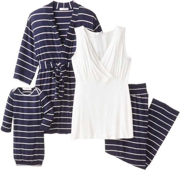 Everly Grey Mom & Baby Maternity & Nursing Set - Navy Stripe, Sleepwear,- Luna Maternity & Nursing