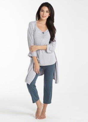 Mothers en Vogue Maternity & Nursing 3-Piece Pyjama Set Dove Spruce, Sleepwear,- Luna Maternity & Nursing