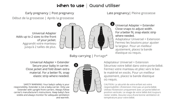 Make My Belly Fit Maternity Nursing & Post Pregnancy Universal Zip Adapter + Jacket Extender + Warm Layer, Maternity Coats Canada Pregnancy Babywearing Jackets Toronto Alberta,- Luna Maternity & Nursing