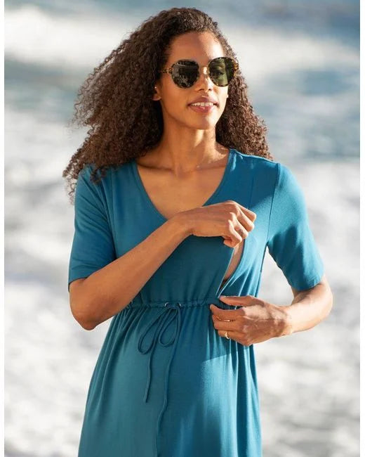 Seraphine Turquoise Blue Maternity Nursing Dress Free Ship