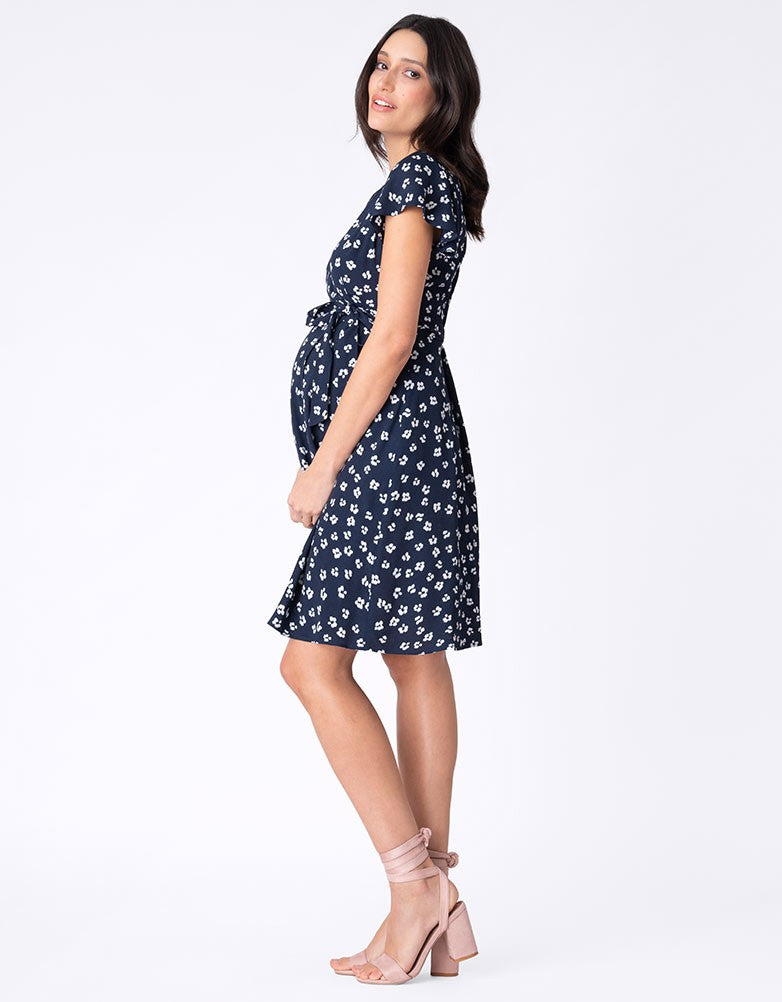 Seraphine Maternity Atara Blue Floral Summer Wrap Dress