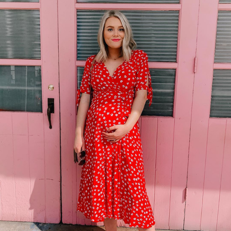 Seraphine Red Floral Midi Wrap Maternity Nursing Dress - Luna Canada Luna Maternity & Nursing Seraphine Red Floral Midi Wrap Maternity Nursing Dress - Luna Canada Luna Maternity & Nursing