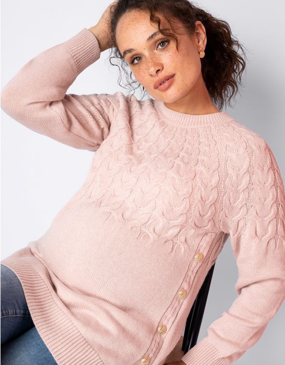 Seraphine Maternity & Nursing Blush Pink Cable Knit Sweater Hera