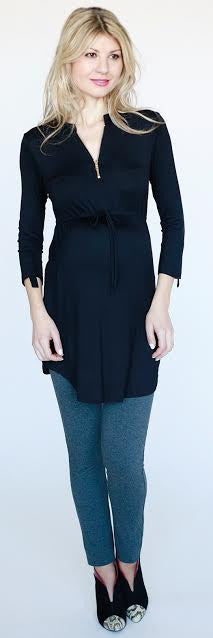 Bellyssima Maternity Zip Tunic - Size XS, Maternity Tops Nursing Tops Canada,- Luna Maternity & Nursing
